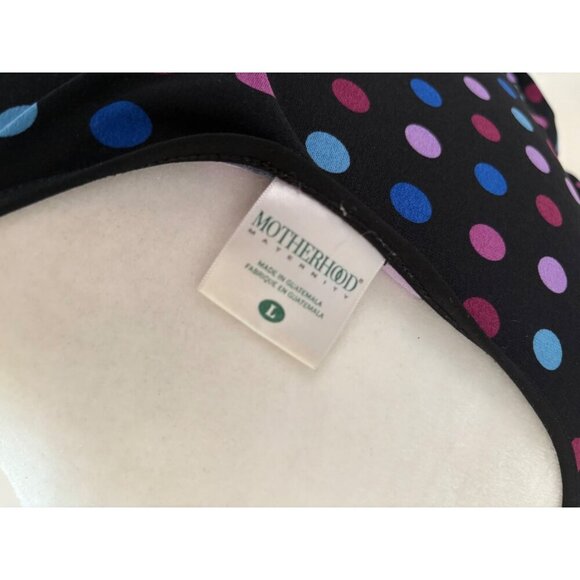Motherhood Maternity Black Colorful Polka Dot Bump Friendly Blouse Size Large - Picture 6 of 12